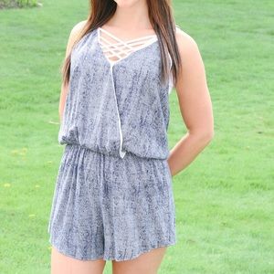 Blue and White Romper